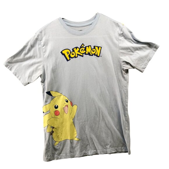 Pokemon Youth XXL (18) Pikachu T Shirt Blue Short Sleeve Crewneck Tee Teen - Picture 1 of 7